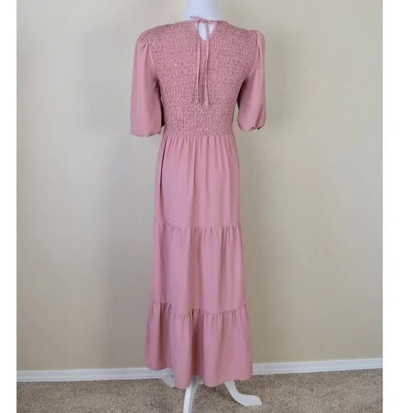WAYF Camden Smocked Midi Tiered Dress - XS - Picture 6 of 9